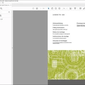 CLAAS Combine LEXION 770 - 620  Side Light Excess width on left Front Fitting Instructions Manual_DE_EN_FR_IT_ES_RU - PDF DOWNLOAD