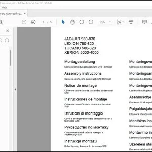 CLAAS Combines JAGUAR 980-830 LEXION 780-620 TUCANO 580-320 XERION 5000-4000 Camera screen Fitting instructions Manual_DE_EN_FR_ES_RU