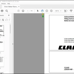 CLAAS Combines LEXION 460 - 405 CLAAS Straw Walker Risers Fitting Instructions Manual_DE_EN_FR - PDF DOWNLOAD