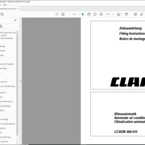 CLAAS Combines LEXION 480-410 Automatic air conditioning control Fitting Instructions Manual_DE_EN_FR