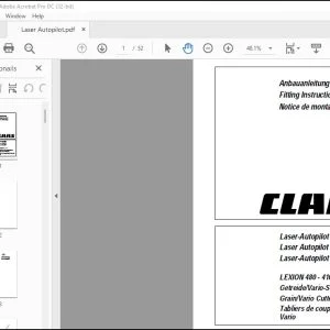CLAAS Combines LEXION 480 - 410 GrainVario Cutterbars Laser Autopilot Fitting Instructions Manual_EN_DE_FR - PDF DOWNLOAD