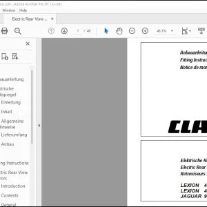 CLAAS Combines LEXION 480 - 410 LEXION 485 R - 460 R JAGUAR 900 - 830 Electric Rear View Mirrors Fitting Instructions Manual_EN_FR_DE -  PDF DOWNLOAD