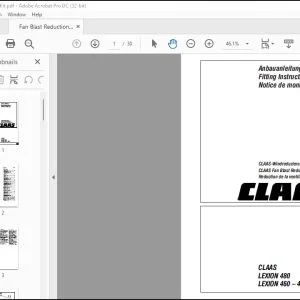 CLAAS Combines LEXION 480 460 - 405 CLAAS Fan Blast Reduction Kit Fitting Instructions Manual_DE_EN_FR - PDF
