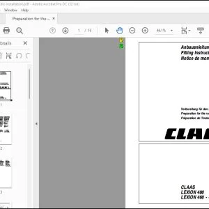 CLAAS Combines LEXION 480 460 - 405 Preparation for the radio installation Fitting Instructions Manual_DE_EN_FR - PDF