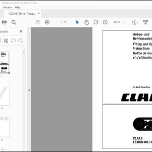CLAAS Combines LEXION 480  460 MTS CLAAS-Terra-Trac Fitting and Operating Instructions Manual_DE_EN_FR - PDF DOWNLOAD