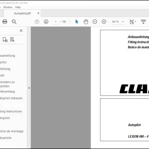 CLAAS Combines LEXION 480 – 410Autopilot Fitting Instructions Manual_EN_FR_DE -  PDF DOWNLOAD