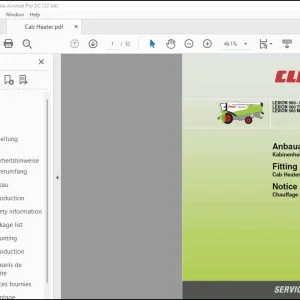CLAAS Combines LEXION 560 - 510 560 TERRA TRAC 560 Montana - 520 Montana Cab Heater Fitting Instructions Manual_DE_FR_EN