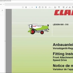 CLAAS Combines LEXION 600-510 Front Attachment Variable Speed Drive Fitting Instructions Manual_DE_EN_FR - PDF DOWNLOAD
