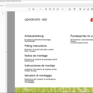 CLAAS Combines LEXION 670 - 620 Extension of central lubrication system Straw chopper Fitting Instructions Manual_DE_EN_FR_IT_ES_RU -PDF DOWNLOAD