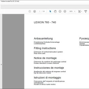 CLAAS Combines LEXION 760 - 740 Extension of central lubrication system Rear drive axle Fitting Instructions Manual_DE_EN_FR_IT_ES_RU - PDF DOWNLOAD