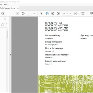 CLAAS Combines LEXION 770 - 620 750 MONTANA 670 MONTANA 630 MONTANA3-D Cleaning System Fitting Instructions _DE_EN_FR_ES_IT  - PDF DOWNLOAD