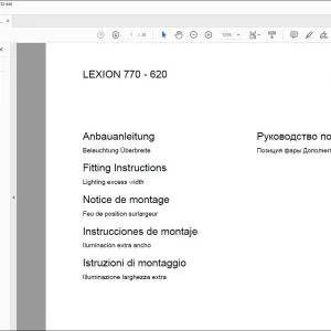 CLAAS Combines LEXION 770 - 620 Lighting excess width Fitting Instructions Manual_DE_EN_FR_IT_ES_RU  - PDF DOWNLOAD