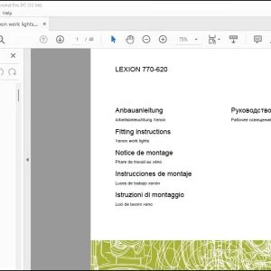 CLAAS Combines LEXION 770-620 Xenon work lights Fitting Instructions Manual_DE_EN_FR_IT_ES_RU - PDF DIOWNLOAD