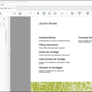 CLAAS Combines LEXION 780-640 Fuel pre-filter with large water separator Fitting Instructions Manual_DE_EN_FR_IT_ES_RU - PDF DOWNLOAD