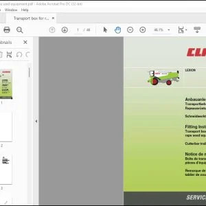 CLAAS Combines LEXION Cutterbar trailer 9m Transport box for rape seed equipment Fitting instructions Manual_DE_EN_FR -  PDF DOWNLOAD