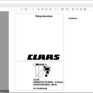 CLAAS DOMINATOR 218 MEGA- 78 Classic JAGUAR 695 MEGA - 685 SL Air Conditioning Fitting instructions Manual - PDF DOWNLOAD