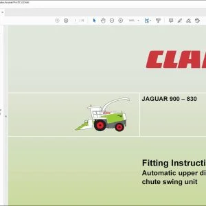 CLAAS Forage Harvester JAGUAR 900 – 830 Adapter for LEXION front attachments FITTING AND MAINTENANCE INSTRUCTIONS Manual
