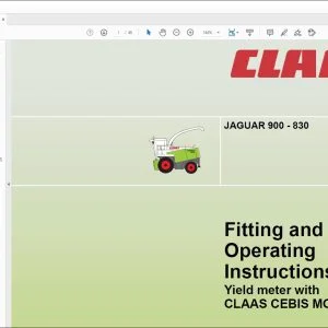 CLAAS Forage Harvester JAGUAR 900 – 830 Yield meter with CLAAS CEBIS MOBILE Fitting and Operating Instructions Manual