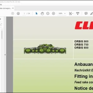 CLAAS Forage Harvester ORBIS 900 750 600 Feed rake conveyor retrofit kit Fitting instructions Manual_DE_GB_FR_ES_IT_RU - PDF