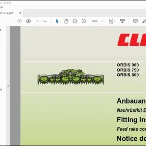 CLAAS Forage Harvester ORBIS 900 750 600 Feed rake conveyor retrofit kit Fitting instructions Manual_DE_GB_FR_ES_IT_RU
