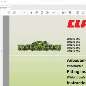 CLAAS Forage Harvester ORBIS 900 750  635 600 450 Platform plate Fitting instructions Manual_DE_GB_FR_ES_IT_RU - PDF