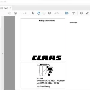 CLAAS Forage Harvesters DOMINATOR 218 MEGA- 78 Classic JAGUAR 695 MEGA - 685 SL Air Conditioning Fitting Instructions Manual - PDF DOWNLOAD