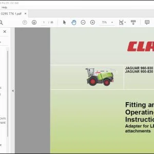 CLAAS Forage Harvesters JAGUAR 960-930 JAGUAR 900-830 Adapter for LEXION front attachments Fitting and Operating Instructions Manual - PDF DOWNLOAD