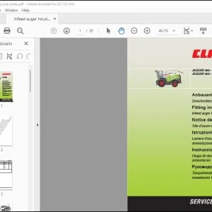 CLAAS Forage Harvesters JAGUAR 980 - 930 JAGUAR 900 - 830 Infeed auger housing wear plate Fitting Instructions Manual_DE_EN_FR_ES_IT_RU
