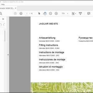 CLAAS Forage Harvesters JAGUAR 980-970 Alternator MAN D2868 - D2862 Fitting Instructions Manual_DE_EN_FR_ES_IT_RU - PDF DOWNLOAD