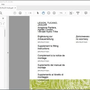 CLAAS Forage Harvesters LEXION TUCANO JAGUAR Amazone Pantera Agrifac Condor Vervaet Hydro Trike GPS PILOT FLEX Supplement to Fitting Instructions Manual_DE_EN_FR_ES_IT_RU