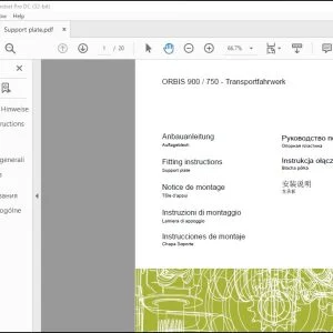 CLAAS Forage Harvesters ORBIS 900  750 Transportfahrwerk Support plate Fitting instructions Manual_DE_EN_FR_ES_IT_RU  - PDF
