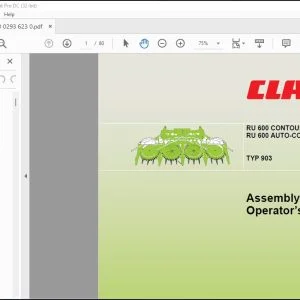 CLAAS Forage Harvesters RU 600 CONTOUR RU 600 AUTO-CONTOUR TYP 903 Assembly and Operator’s Manual - PDF DOWNLOAD