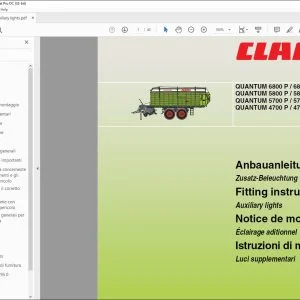 CLAAS Forage Havesters QUANTUM 6800 P  6800 S 5800 P  5800 S 5700 P  5700 S  4700 P  4700 S Auxiliary lights Fitting instructions Manual_DE_EN_FR_IT