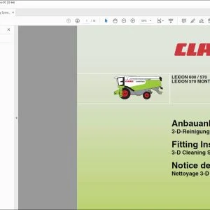 CLAAS LEXION 600  570 LEXION 570 MONTANA 3-D Cleaning System Fitting Instructions Manual_DE_EN_FR - PDF DOWNLOAD