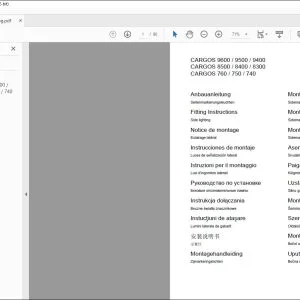 CLAAS Loader Wagons CARGOS 9600  9500  9400 8500  8400  8300 760  750  740 Side lighting Fitting Instructions Manual_DE_EN_FR_ES_RU_IT