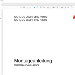 CLAAS Loader Wagons CARGOS 9600  9500  9400  8500  8400  8300 Heckklappenverriegelung  Montageanleitung Manual - PDF