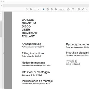 CLAAS Loader Wagons CARGOS QUANTUM DISCO LINER QUADRANT ROLLANT Order printer for ISOBUS Fitting instructions Manual_DE_EN_FR_ES