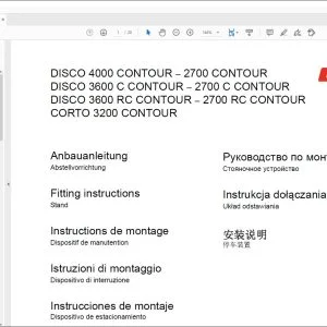 CLAAS Mower DISCO 4000 CONTOUR – 2700 CONTOUR 3600 C CONTOUR – 2700 C CONTOUR 3600 RC CONTOUR – 2700 RC CONTOUR 3200 CONTOUR Stand Fitting instructions Manual_DE_EN_FR_IT_ES