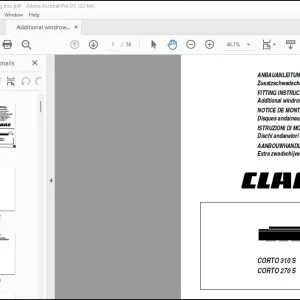 CLAAS Mowers CORTO 310 S CORTO 270 S Additional windrowing disc FITTING INSTRUCTIONS Manual_DE_EN_FR_IT_RU_ES