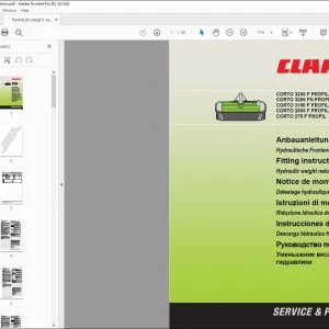 CLAAS Mowers CORTO 3200 F PROFIL 3200 FN PROFIL 3150 F PROFIL 2800 F PROFIL 275 F PROFIL Hydraulic weight reduction Fitting instructions Manual_DE_GB_FR_ES_IT_RU