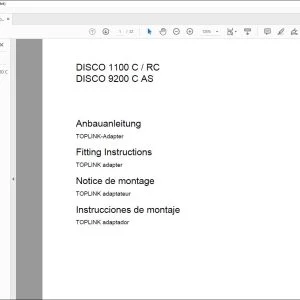 CLAAS Mowers DISCO 1100 C  RC DISCO 9200 C AS TOPLINK adapter FITTINGS INSTRUCTIONS Manual_DE_GB_FR_ES_IT_RU