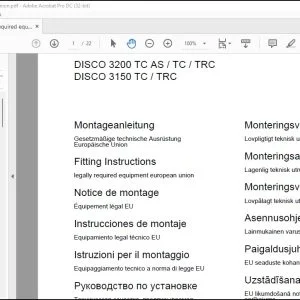 CLAAS Mowers DISCO 3200 TC AS  TC  TRC DISCO 3150 TC  TRC legally required equipment european union Fitting Instructions Manual_DE_EN_FR_ES_IT_RU