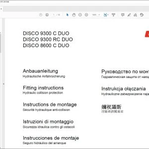 CLAAS Mowers DISCO 9300 C DUO 9300 RC DUO 8600 C DUO Hydraulic collision protection FITTINGS INSTRUCTIONS Manual_DE_GB_FR_ES_IT_RU