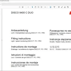 CLAAS Mowers DISCO 9400 C DUO Light  speed monitoring DISCO F  FC  FRC FITTINGS INSTRUCTIONS Manual_DE_GB_FR_ES_IT_RU