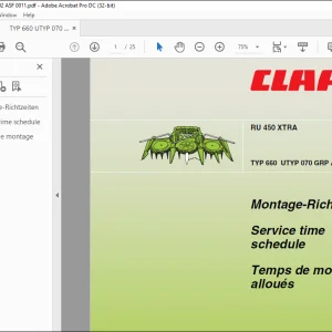 CLAAS RU 450 XTRATYP 660 UTYP 070 GRP A02 ASF 0011 Service time schedule Manual - PDF DOWNLOAD