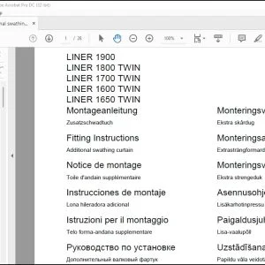 CLAAS Swather LINER 1900 1800 TWIN 1700 TWIN 1600 TWIN 1650 TWIN Additional swathing curtain Fitting Instructions Manual_DE_FR_EN_ES_IT_