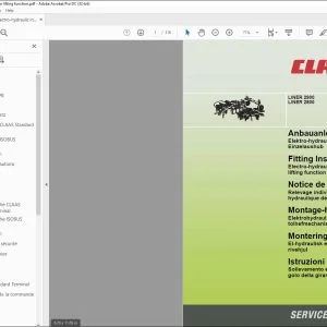 CLAAS Swather LINER 2900 LINER 2800 Electro-hydraulic individual rotor lifting function Fitting Instructions Manual_DE_EN_FR_NL_DA_IT - PDF