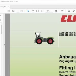 CLAAS Tractor XERION 3800 SADDLE TRAC XERION 3300 SADDLE TRAC Centre Towing Ball and Socket Joint Fitting instructions Manual_DE_EN_FR_RU_