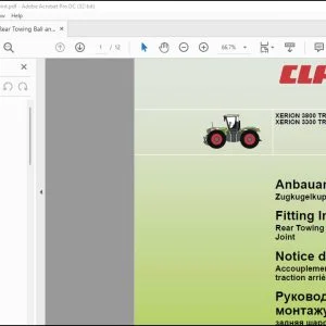 CLAAS TractorXERION 3800 TRAC  TRAC VC XERION 3300 TRAC  TRAC VC Rear Towing Ball and Socket Joint Fitting instructions Manual_DE_EN_FR_