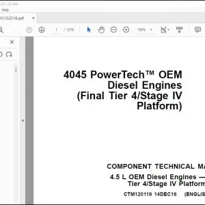 CLAAS Wheel Loader 4.5 L OEM Diesel Engines — Final Tier 4Stage IV Platform COMPONENT TECHNICAL MANUAL - PDF DOWNLOAD